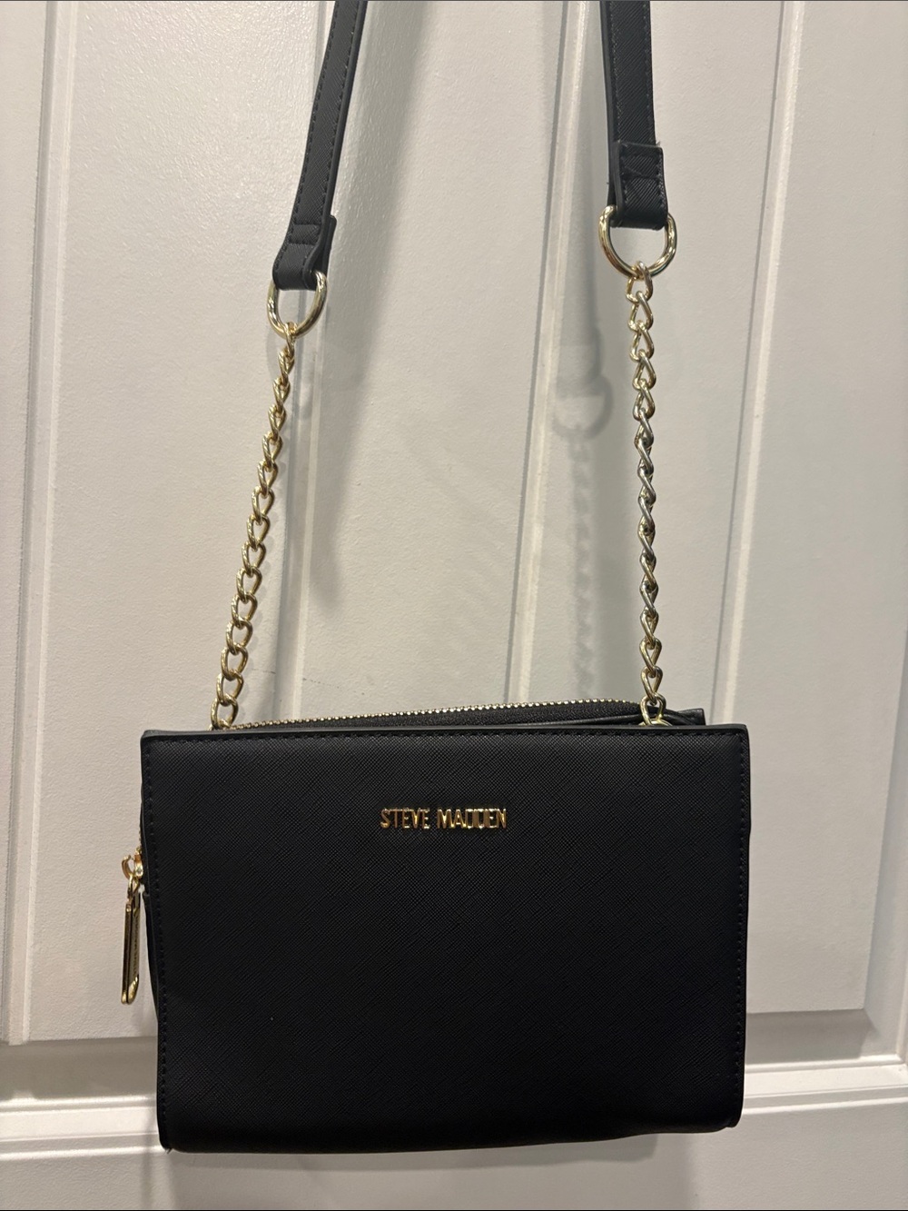Steve Madden Black Crossbody with Gold Chain Strap